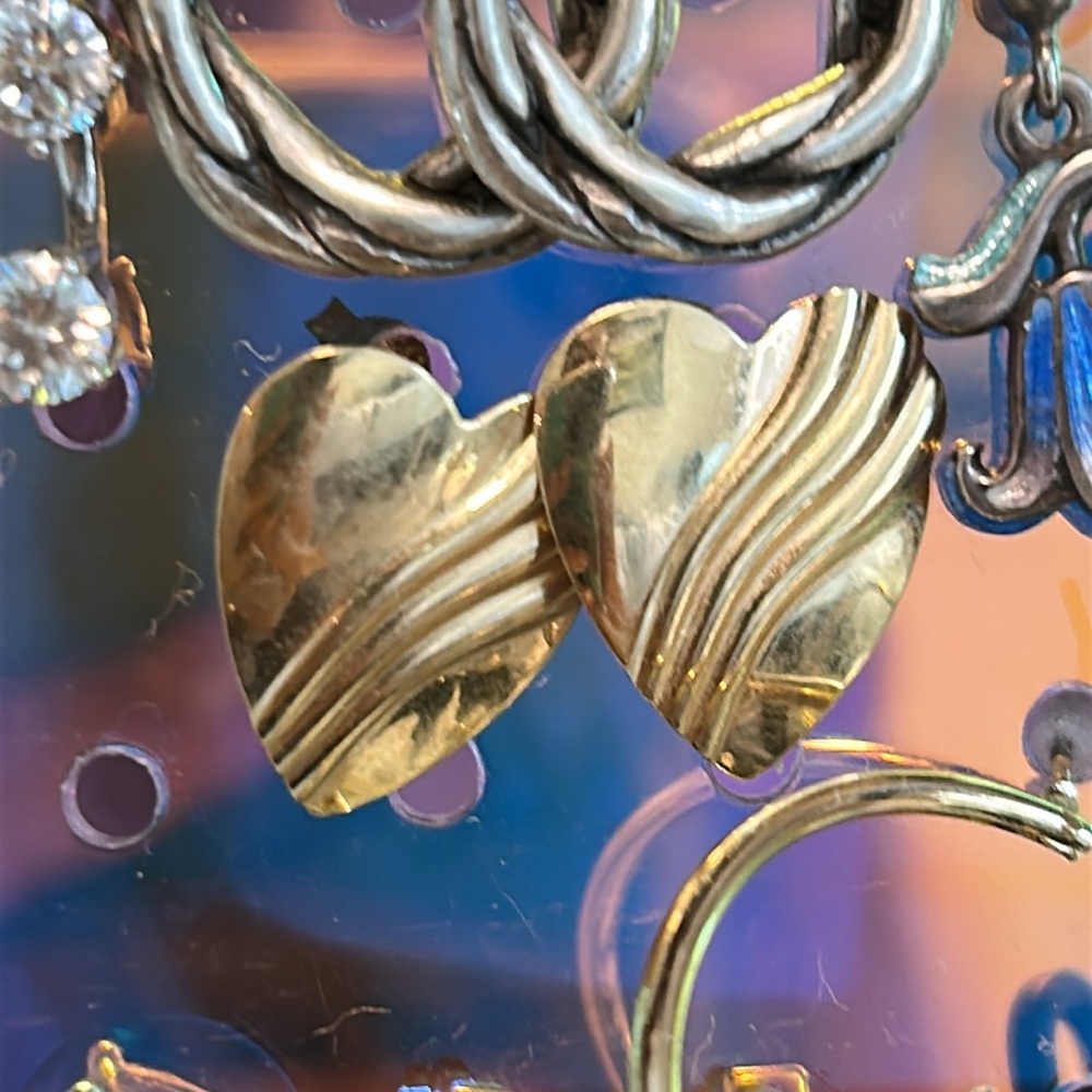 14K Gold Heart Post Earrings